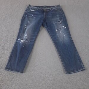 Silver‎ Jeans Co Jeans Womens 16 Blue Sam Distressed Straight Leg Denim Pants